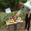 Isobel points to stuff, Fred's Shop, Brome, Suffolk - 20th September 2014