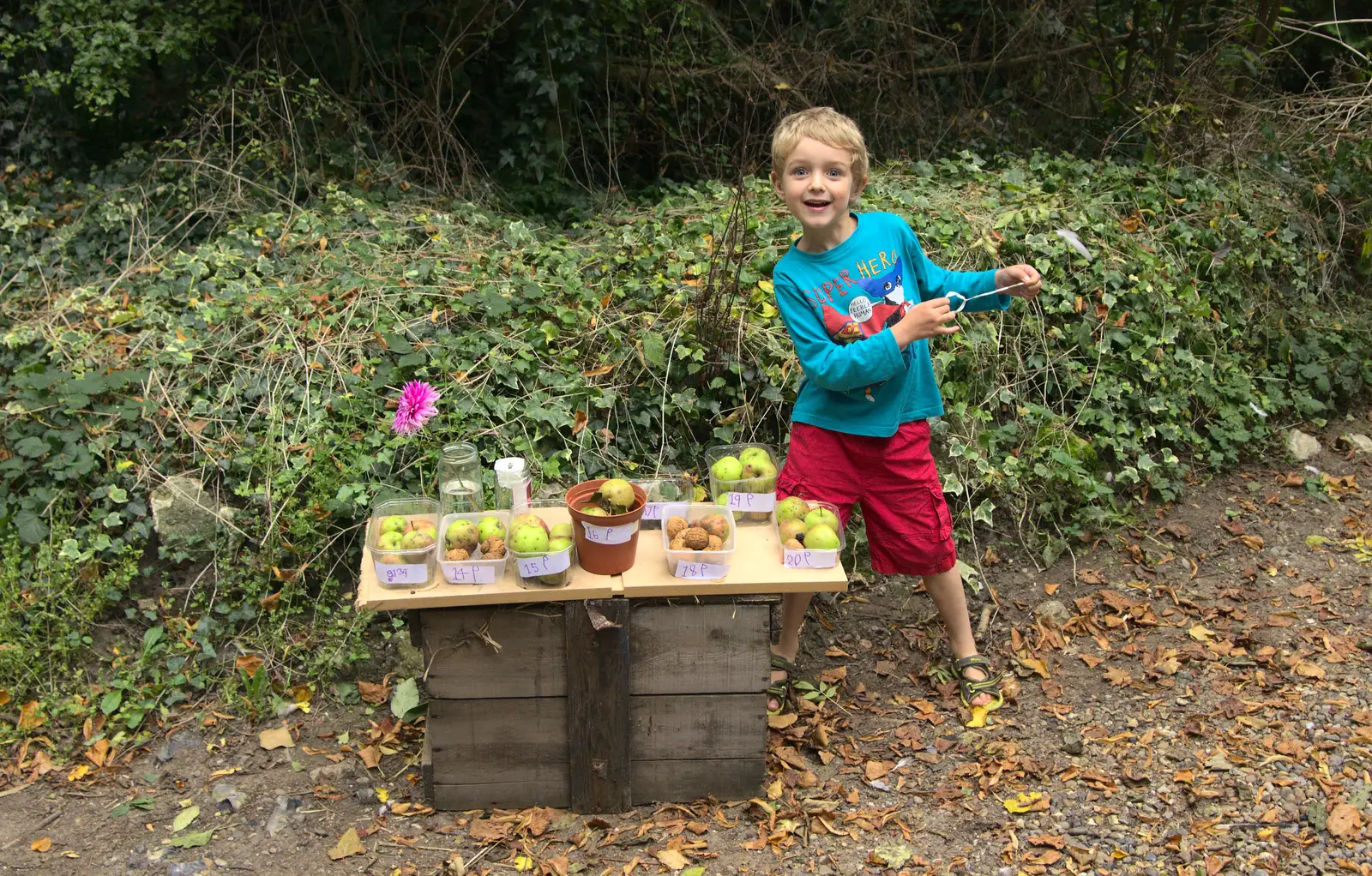 Fred by his shop, from Fred's Shop, Brome, Suffolk - 20th September 2014