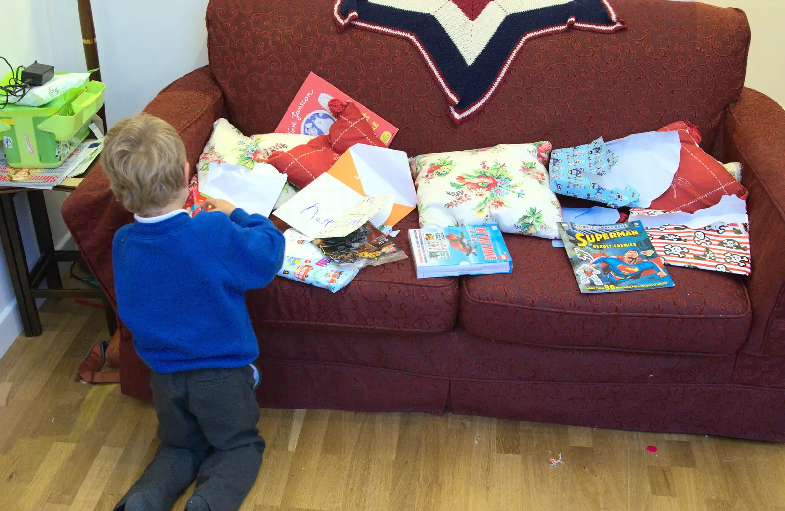 Fred opens early cards and presents, from Fred's Shop, Brome, Suffolk - 20th September 2014