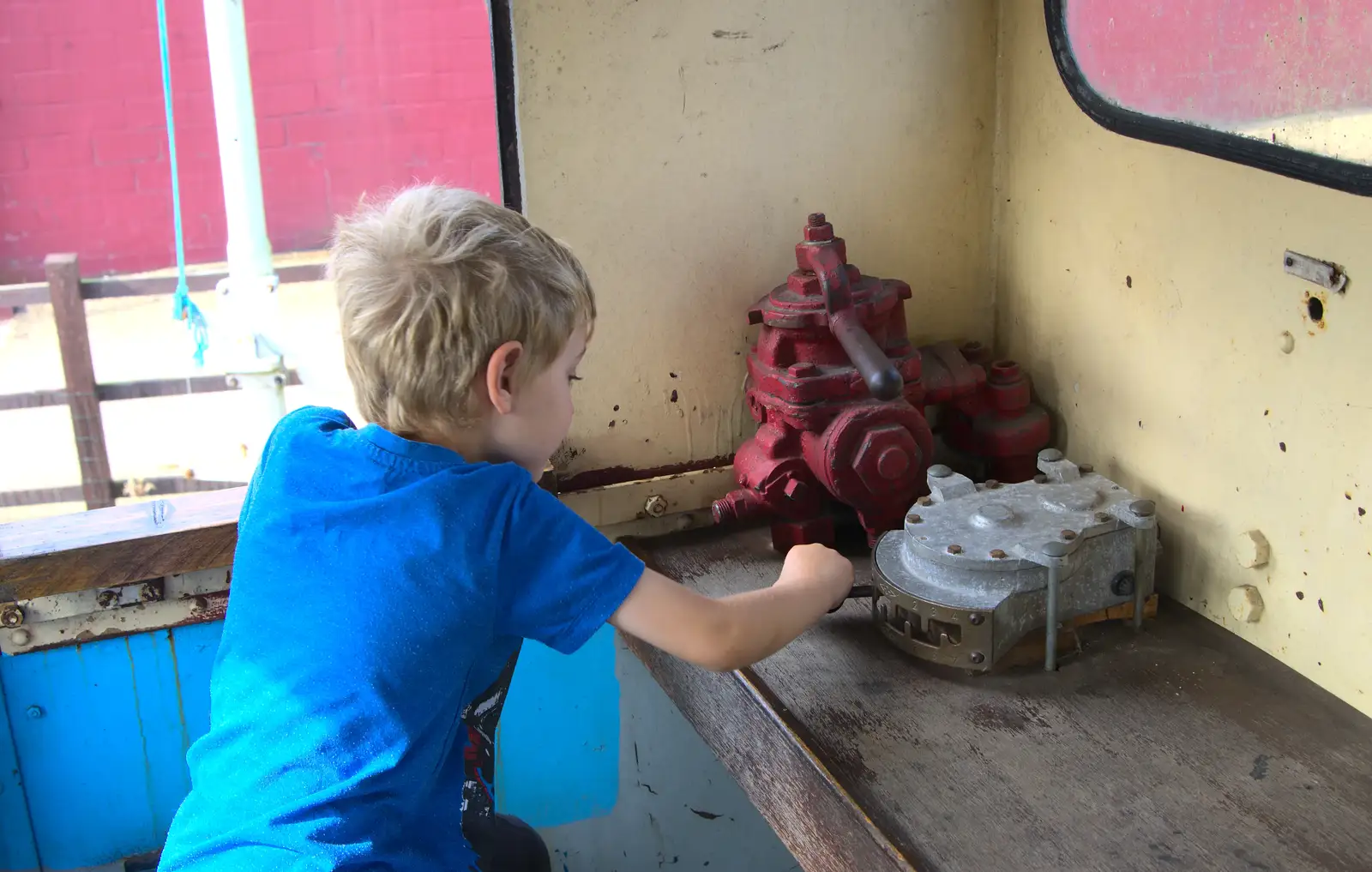 Fred plays around on Mavis, from A Trip to Bressingham Steam Museum, Bressingham, Norfolk - 28th September 2014