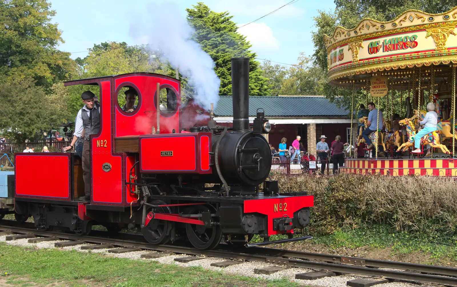 Steam engine Bevan is doing the Nursery line, from A Trip to Bressingham Steam Museum, Bressingham, Norfolk - 28th September 2014