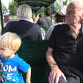 Harry and Grandad on the train, A Trip to Bressingham Steam Museum, Bressingham, Norfolk - 28th September 2014