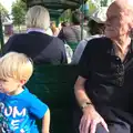 Harry and Grandad on the train, A Trip to Bressingham Steam Museum, Bressingham, Norfolk - 28th September 2014