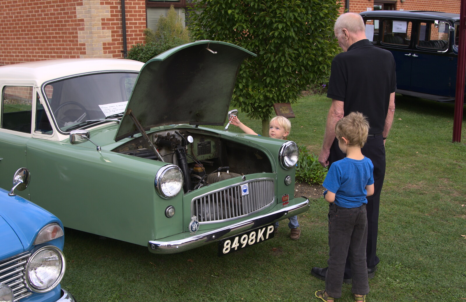 The boys look at old car from A Trip to Bressingham Steam Museum, Bressingham, Norfolk - 28th September 2014