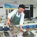 The fish dude shows off a massive Turbot, A House Built of Wax and Diss Randomness, Southwark Street, London - 30th September 2014