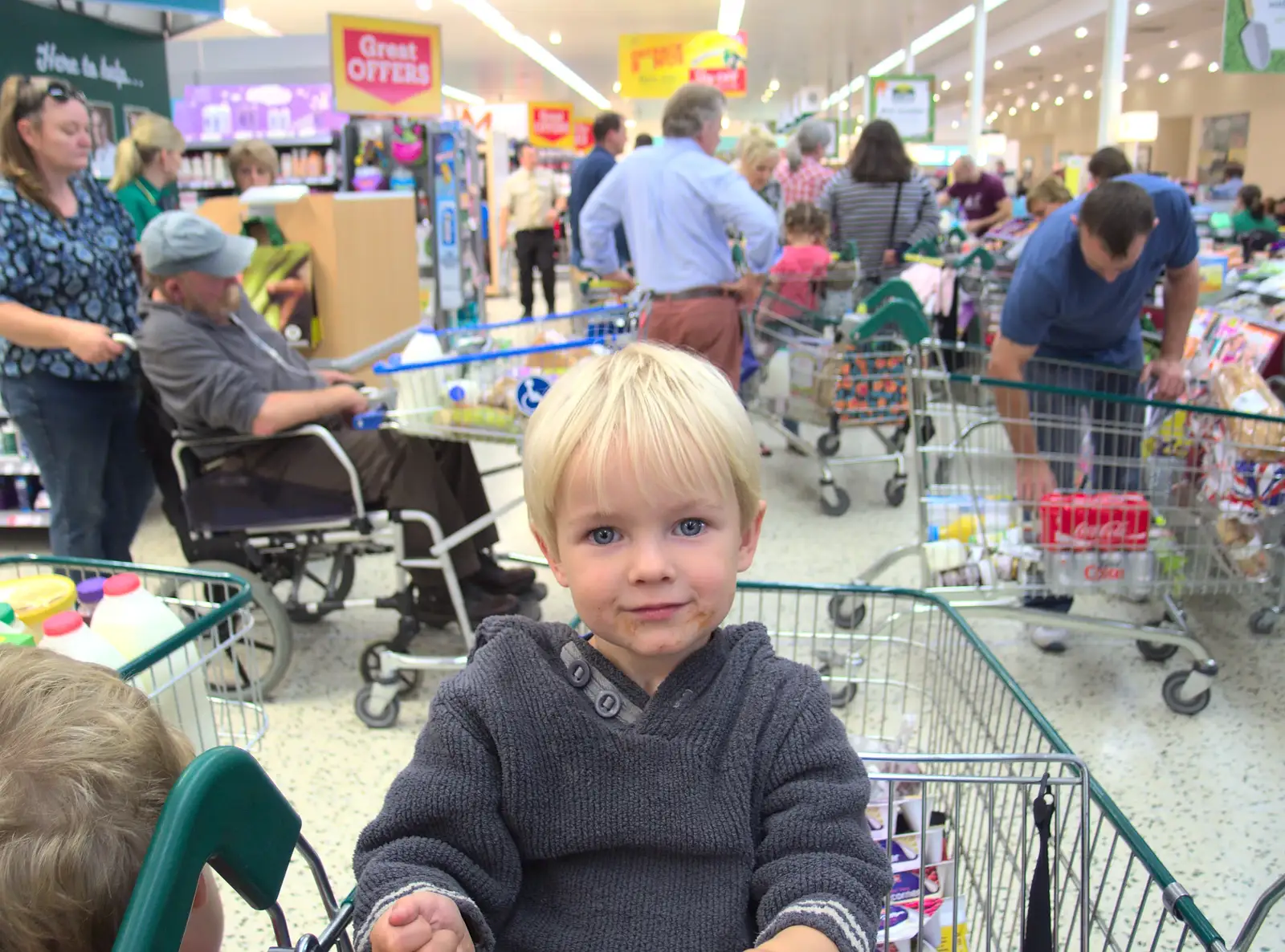 Harry in the Saturday melée that is Morrisons, from A House Built of Wax and Diss Randomness, Southwark Street, London - 30th September 2014