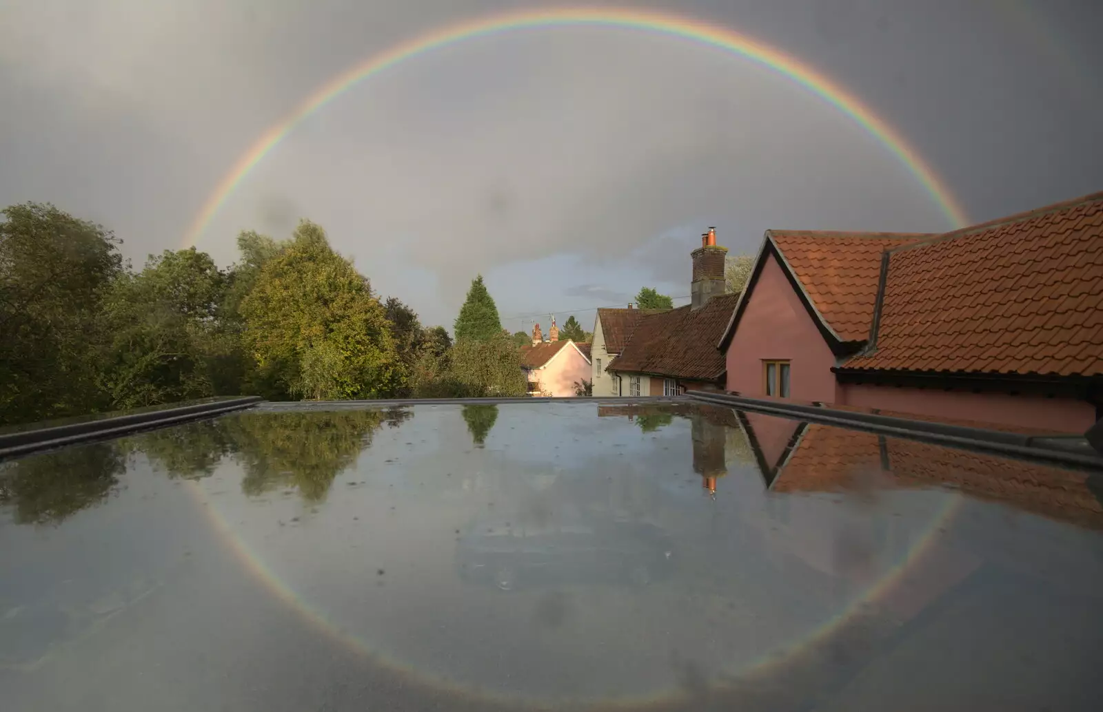 A rainbow reflected in an open Velux window, from On The Beach Again, Southwold, Suffolk - 12th October 2014