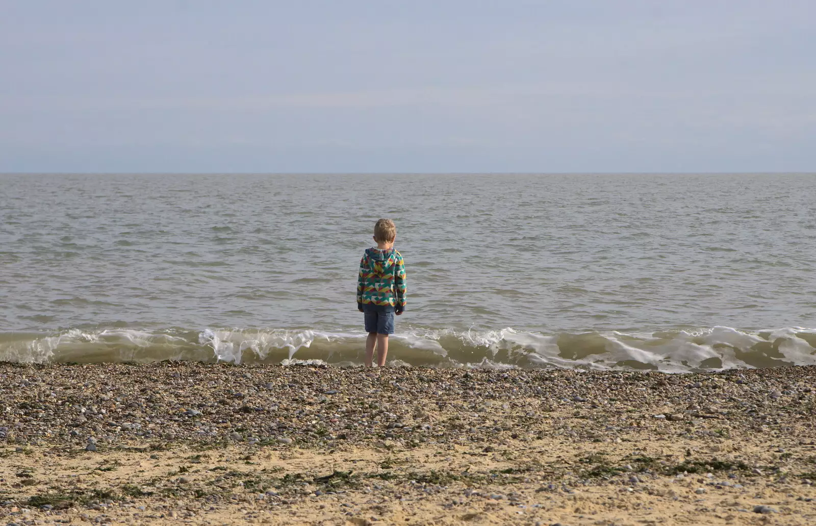 Fred considers the sea at Southwold, from On The Beach Again, Southwold, Suffolk - 12th October 2014