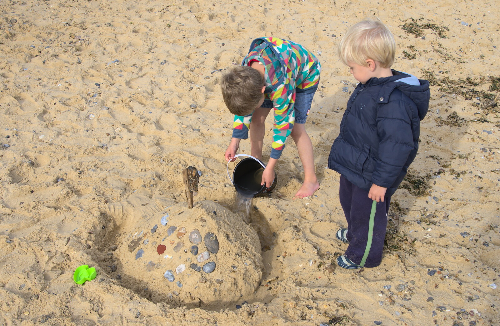 Building sandcastles from On The Beach Again, Southwold, Suffolk - 12th October 2014