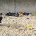 Harry sits against the wall, On The Beach Again, Southwold, Suffolk - 12th October 2014