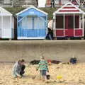 Isobel and the boys mess around under the prom, On The Beach Again, Southwold, Suffolk - 12th October 2014