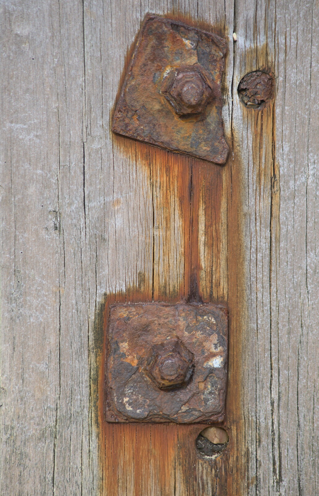 Rusting iron in wood from On The Beach Again, Southwold, Suffolk - 12th October 2014