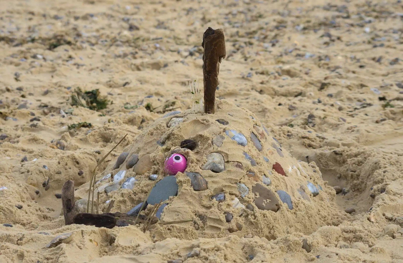 The boys' sand construction, from On The Beach Again, Southwold, Suffolk - 12th October 2014