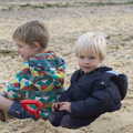 Fred and Harry in a hole in the beach, On The Beach Again, Southwold, Suffolk - 12th October 2014