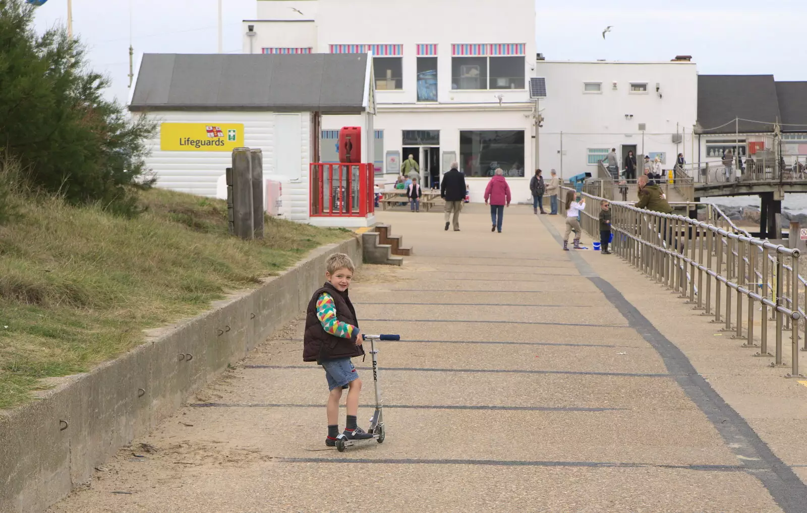 Fred scoots around, from On The Beach Again, Southwold, Suffolk - 12th October 2014