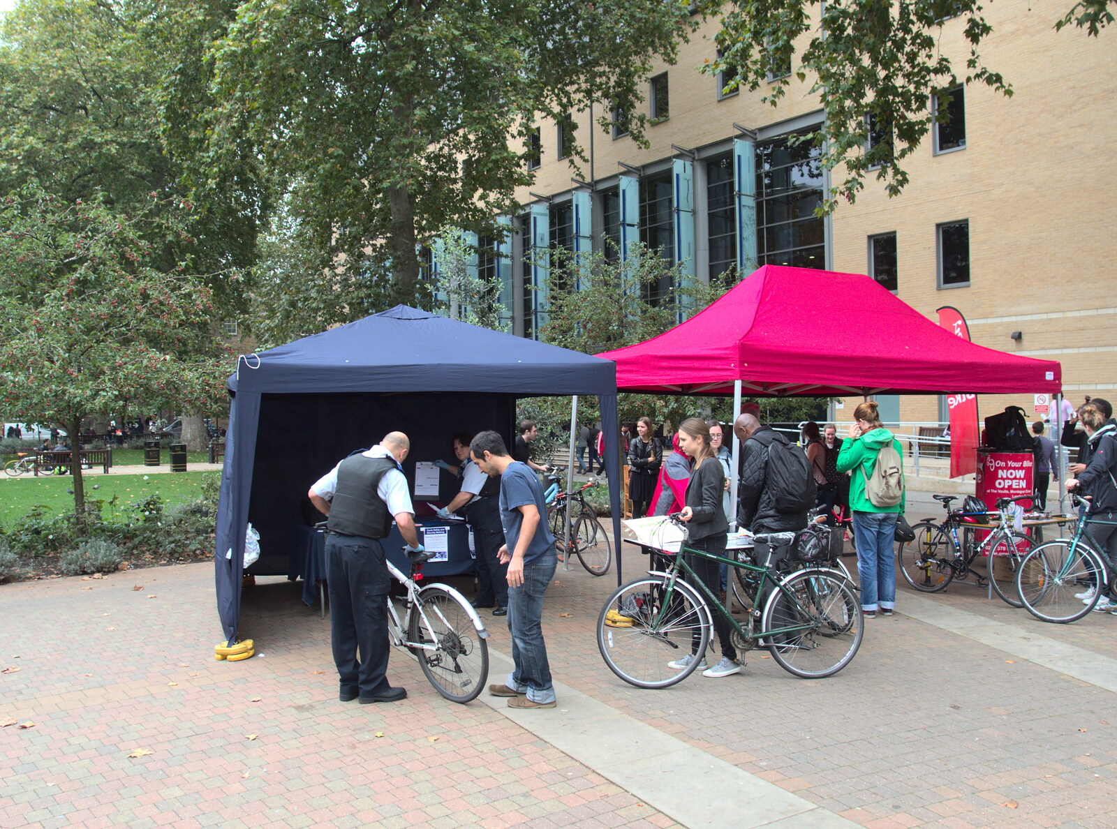 Bike marking in Guy's Hospital quad from (Very) Long Train (Not) Running, Stowmarket, Suffolk - 21st October 2014