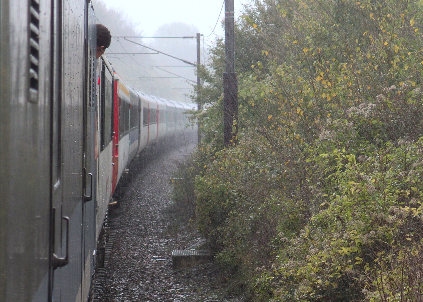 Just to add to the misery, it starts lashing from (Very) Long Train (Not) Running, Stowmarket, Suffolk - 21st October 2014