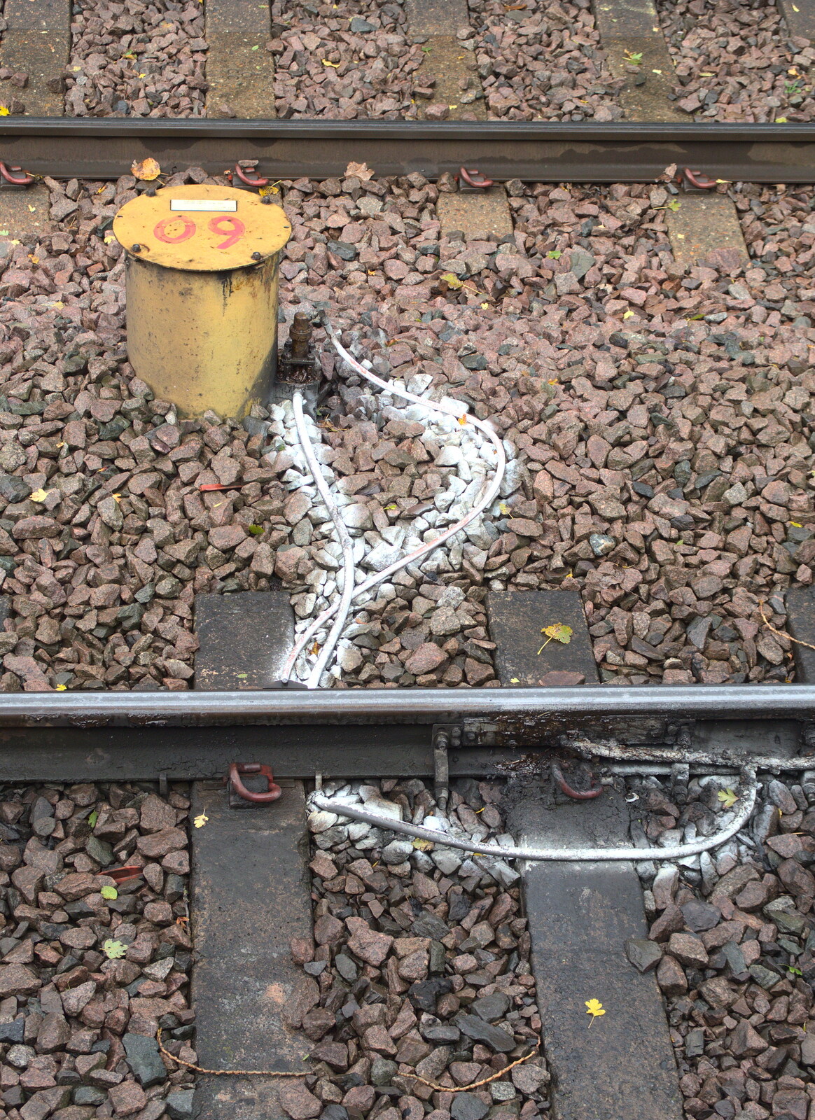 Some railway wiring has been sprayed white from (Very) Long Train (Not) Running, Stowmarket, Suffolk - 21st October 2014