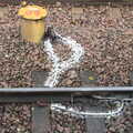 Some railway wiring has been sprayed white, (Very) Long Train (Not) Running, Stowmarket, Suffolk - 21st October 2014