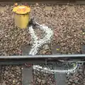 Some railway wiring has been sprayed white, (Very) Long Train (Not) Running, Stowmarket, Suffolk - 21st October 2014