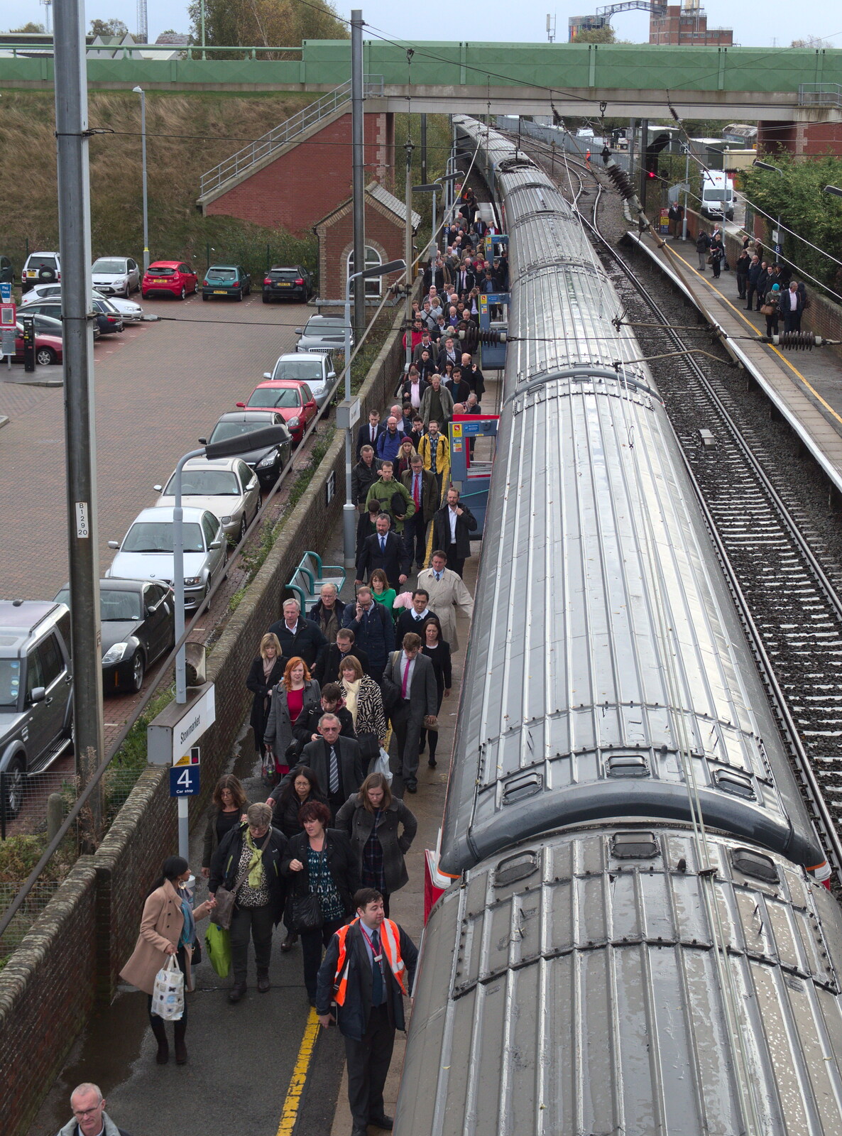 Another 500 people pile off the train from (Very) Long Train (Not) Running, Stowmarket, Suffolk - 21st October 2014