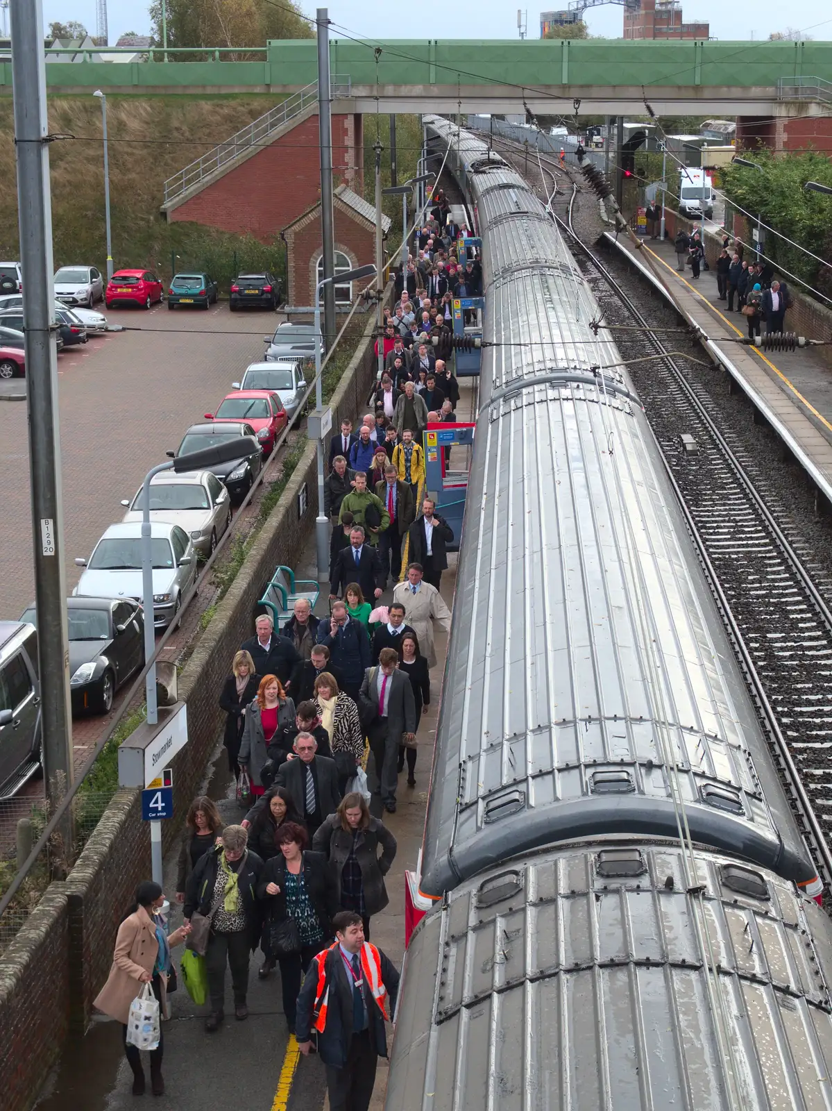 Another 500 people pile off the train, from (Very) Long Train (Not) Running, Stowmarket, Suffolk - 21st October 2014