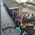 Hundreds of people pile over the bridge, (Very) Long Train (Not) Running, Stowmarket, Suffolk - 21st October 2014