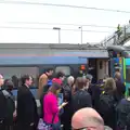 Three trainloads of people cram on to another train, (Very) Long Train (Not) Running, Stowmarket, Suffolk - 21st October 2014