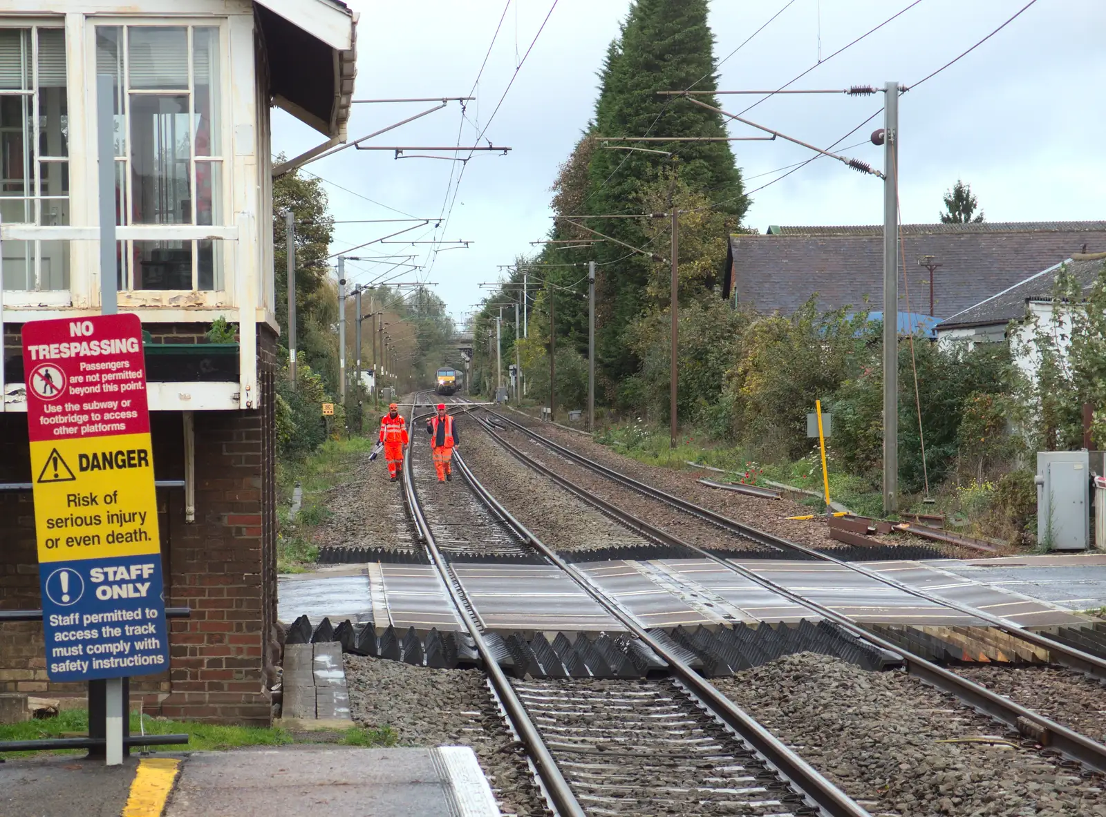 Another delayed train is queued up up the line, from (Very) Long Train (Not) Running, Stowmarket, Suffolk - 21st October 2014