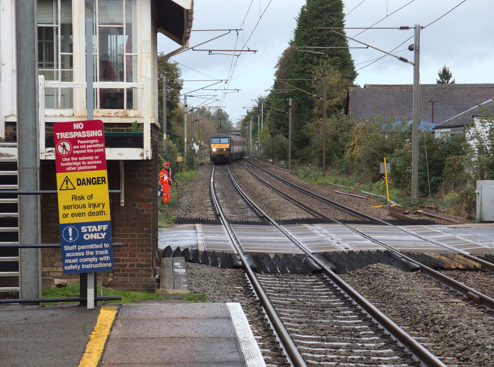 The following train crosses the line from (Very) Long Train (Not) Running, Stowmarket, Suffolk - 21st October 2014