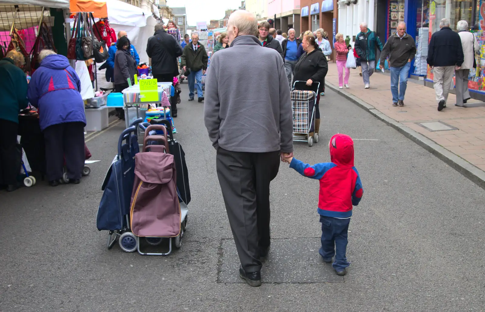 Grandad and Harry walk around, from A Trip to Abbey Gardens, Bury St. Edmunds, Suffolk - 29th October 2014