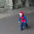 Harry runs through the Abbey Gate, A Trip to Abbey Gardens, Bury St. Edmunds, Suffolk - 29th October 2014