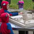 The boys look a model of the original abbey site, A Trip to Abbey Gardens, Bury St. Edmunds, Suffolk - 29th October 2014