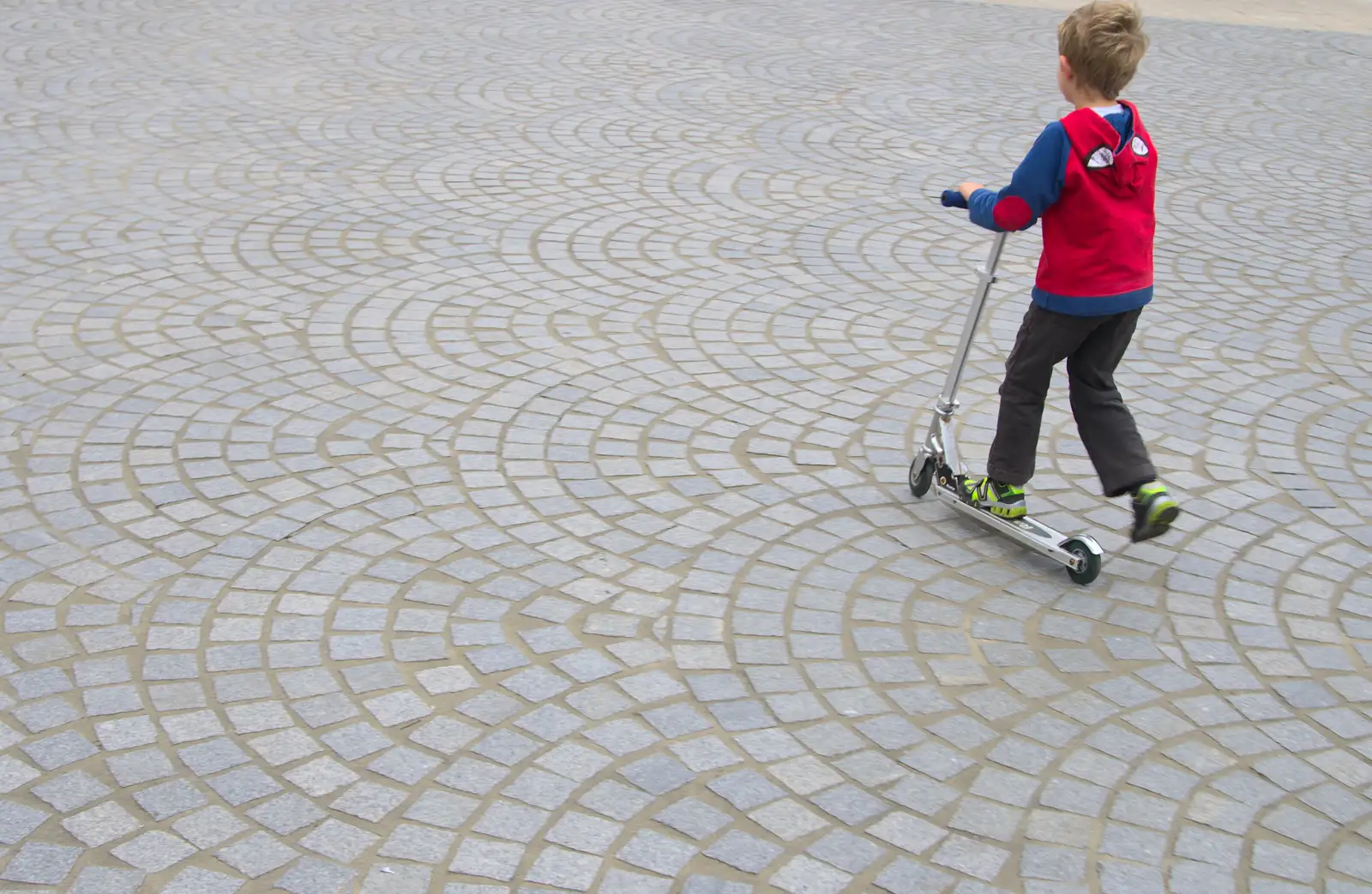 Fred scoots around on the paviers of The Arc, from A Trip to Abbey Gardens, Bury St. Edmunds, Suffolk - 29th October 2014