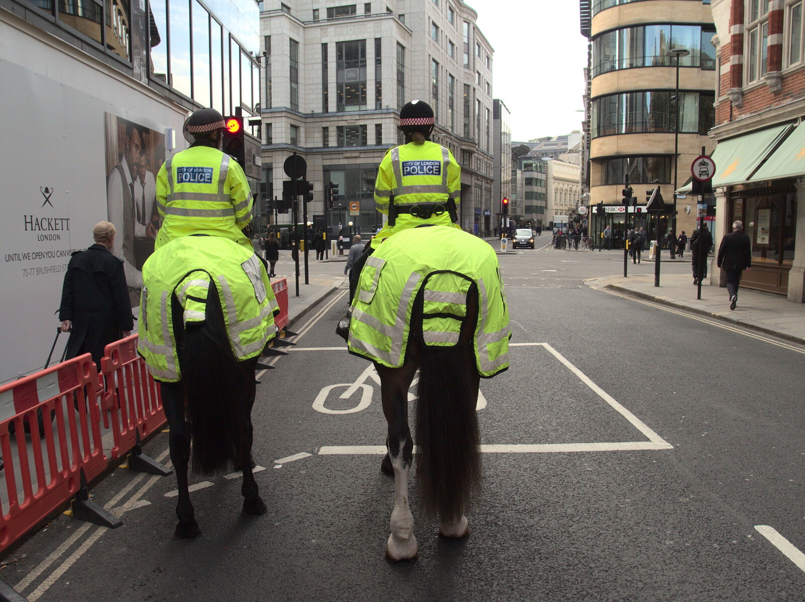 A pair of horse's arses on Old Broad Street from A Bomb Scare and Fred Does Building, London and Suffolk - 30th October 2014