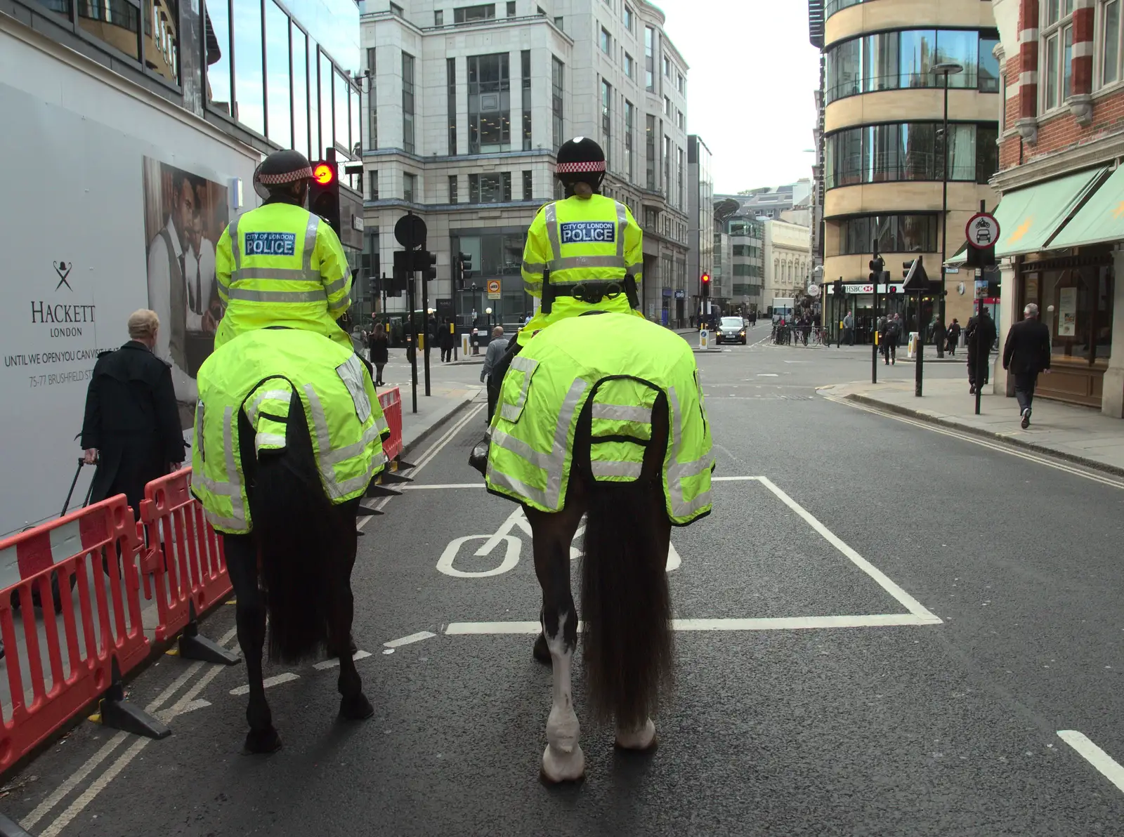 A pair of horse's arses on Old Broad Street, from A Bomb Scare and Fred Does Building, London and Suffolk - 30th October 2014