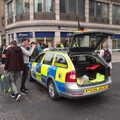 A police car blocks off access to Bishopsgate, A Bomb Scare and Fred Does Building, London and Suffolk - 30th October 2014