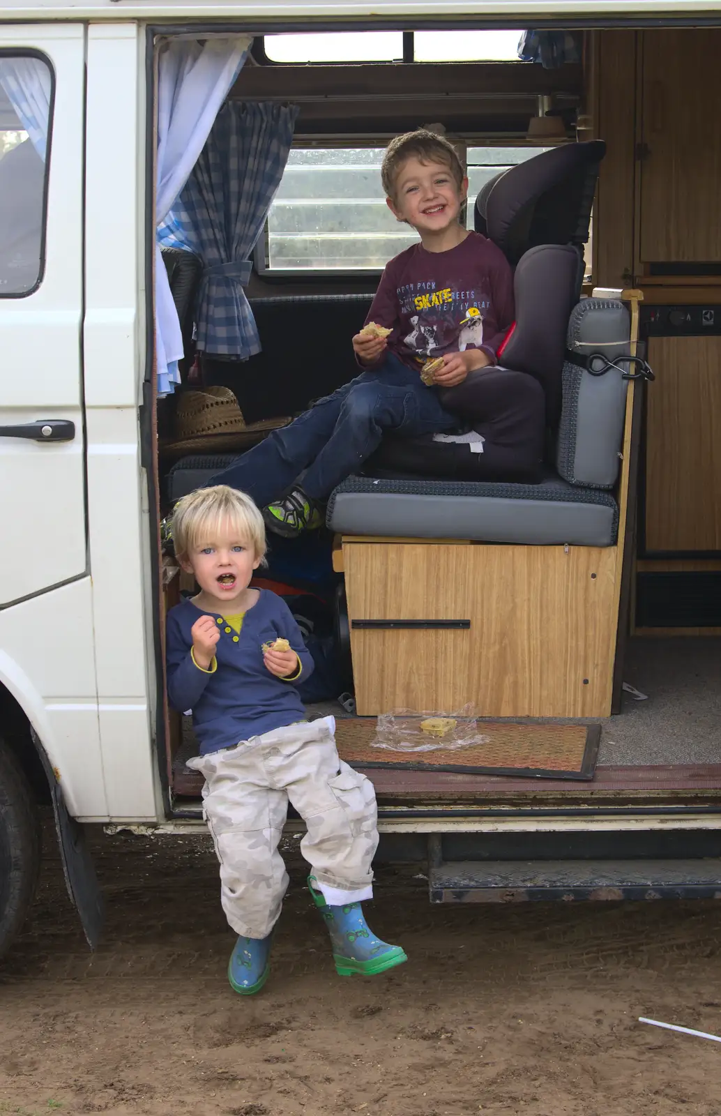 The boys in the van, from A Walk on Wortham Ling, Diss, Norfolk - 30th October 2014