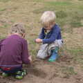The boys dig in the dirt, A Walk on Wortham Ling, Diss, Norfolk - 30th October 2014