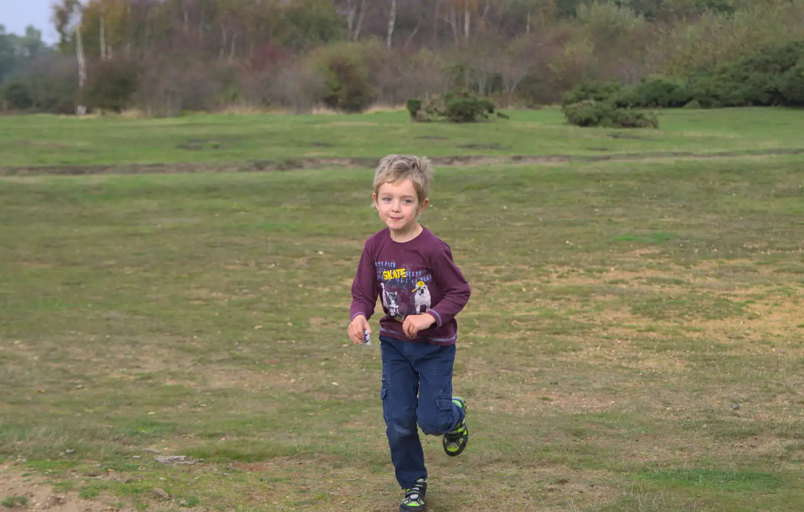 Fred runs on the Ling, from A Walk on Wortham Ling, Diss, Norfolk - 30th October 2014