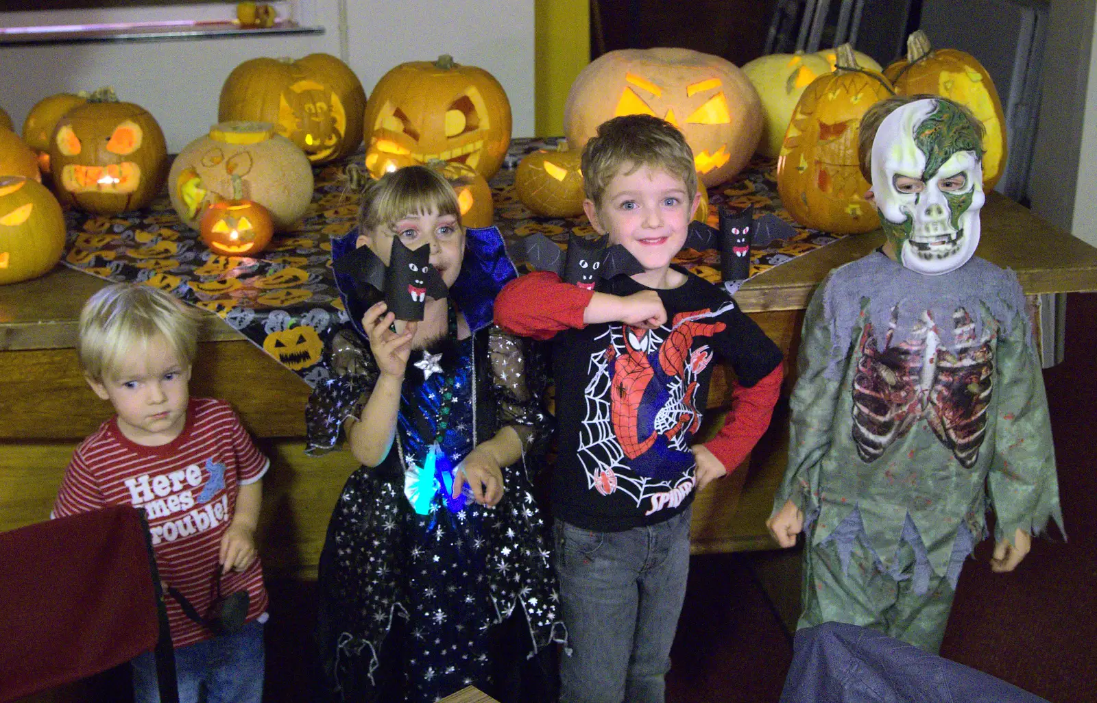 Fred's little gang, from A Halloween Party at the Village Hall, Brome, Suffolk - 31st October 2014