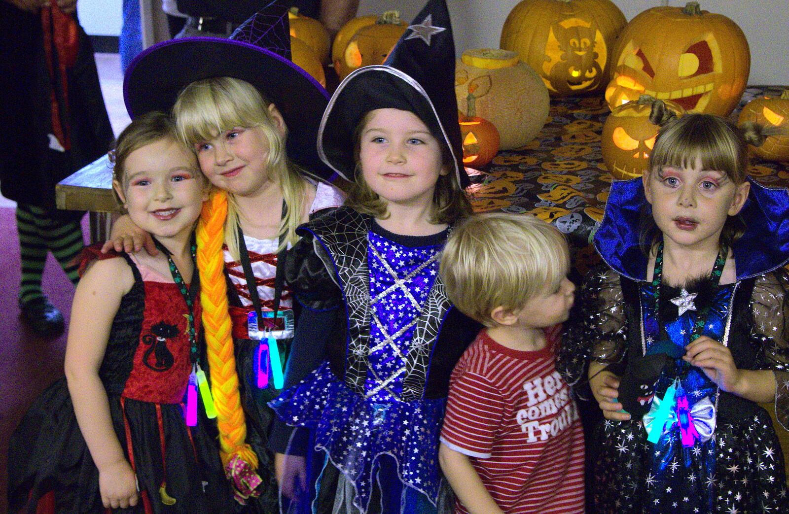 Harry and the girls from A Halloween Party at the Village Hall, Brome, Suffolk - 31st October 2014