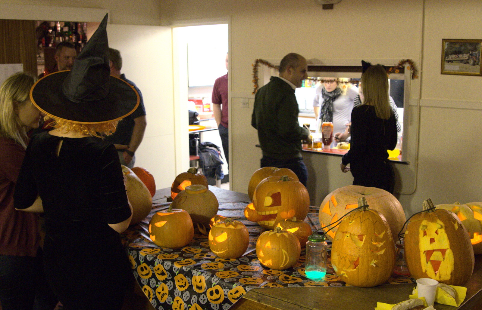 Pumpkins on the pool table from A Halloween Party at the Village Hall, Brome, Suffolk - 31st October 2014