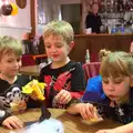 Fred eats a sausage, A Halloween Party at the Village Hall, Brome, Suffolk - 31st October 2014