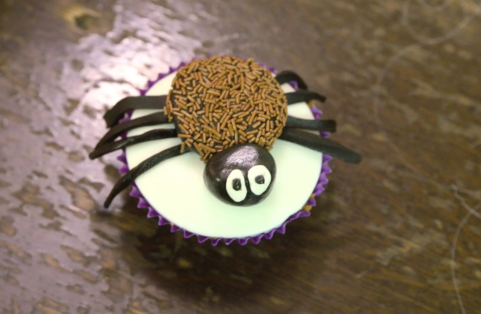 A spidery cup cake, from A Halloween Party at the Village Hall, Brome, Suffolk - 31st October 2014