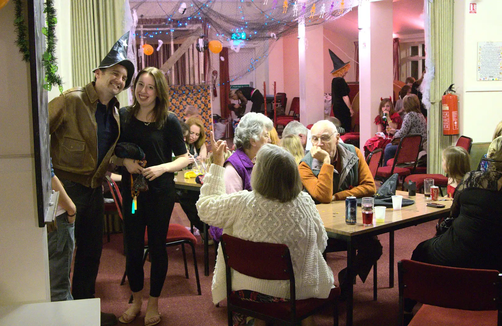 Chickens and Ellie look over, from A Halloween Party at the Village Hall, Brome, Suffolk - 31st October 2014