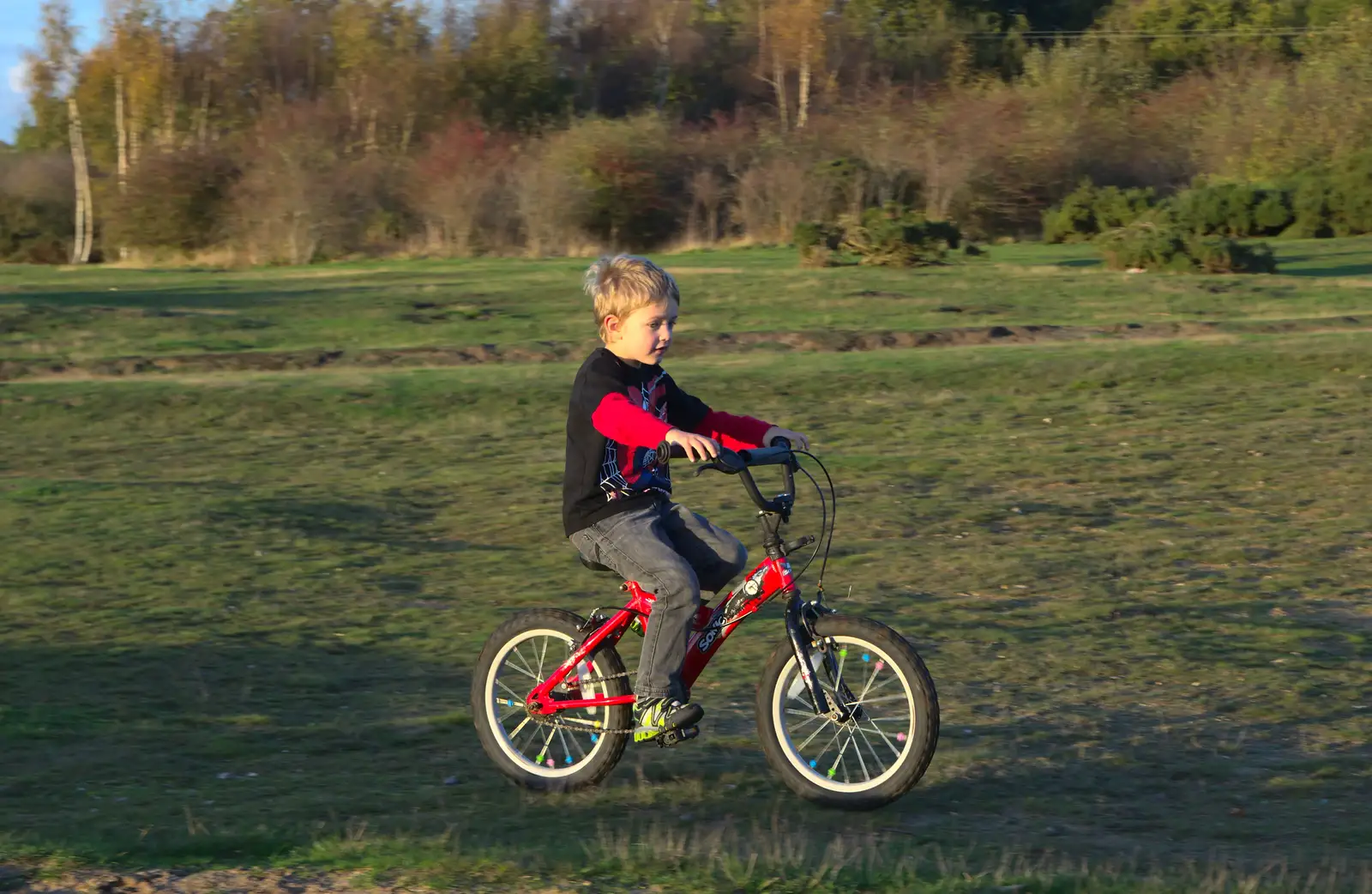 Fred does a bit of 'off road', from A Halloween Party at the Village Hall, Brome, Suffolk - 31st October 2014