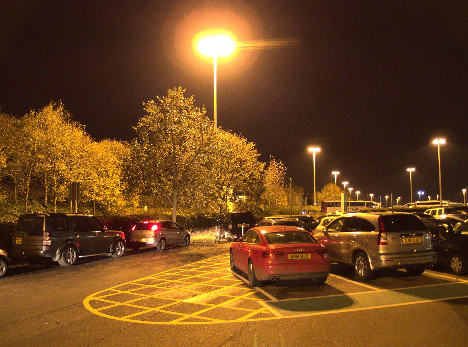 Sodium lights of the short-stay car park from A Saturday in Town, Diss, Norfolk - 8th November 2014