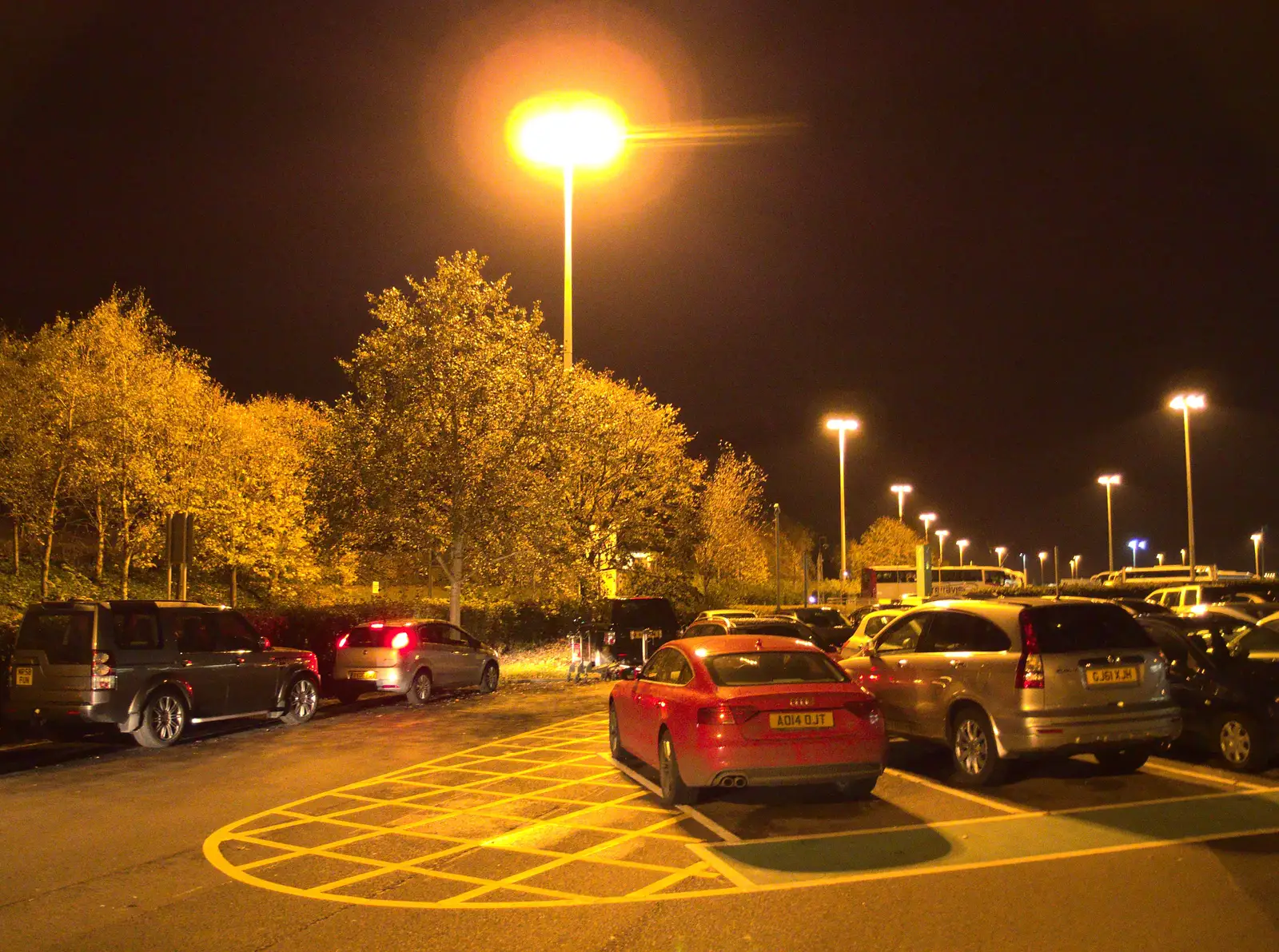 Sodium lights of the short-stay car park, from A Saturday in Town, Diss, Norfolk - 8th November 2014