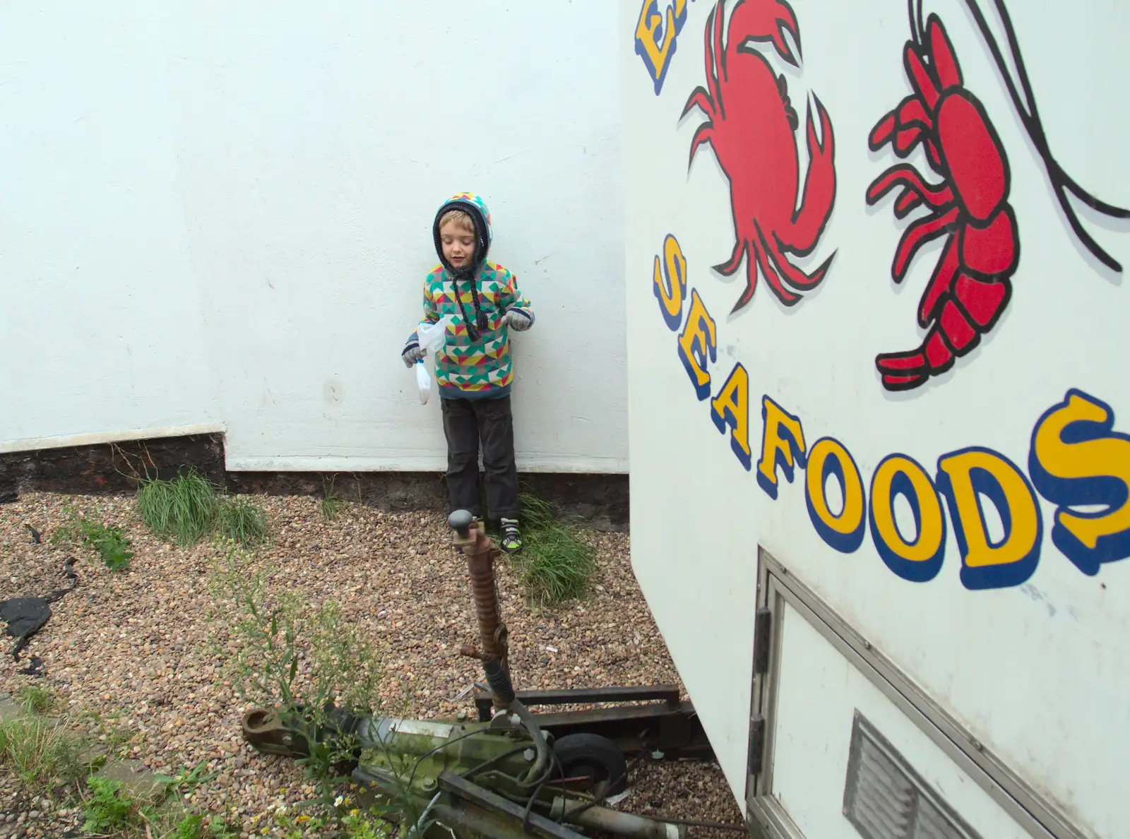 Fred hangs out by the fish van, from A Saturday in Town, Diss, Norfolk - 8th November 2014